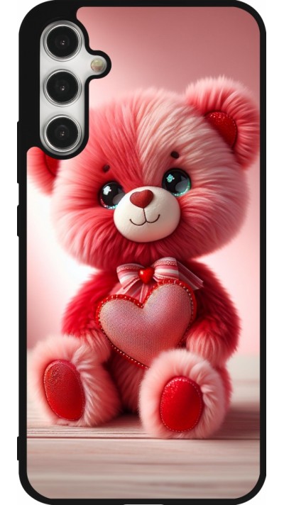 Samsung Galaxy A34 5G Case Hülle - Silikon schwarz Valentin 2024 Rosaroter Teddybär