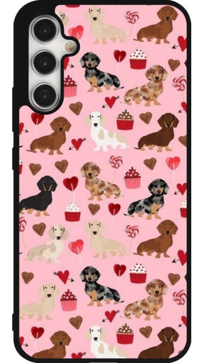 Samsung Galaxy A34 5G Case Hülle - Silikon schwarz Valentine 2024 puppy love