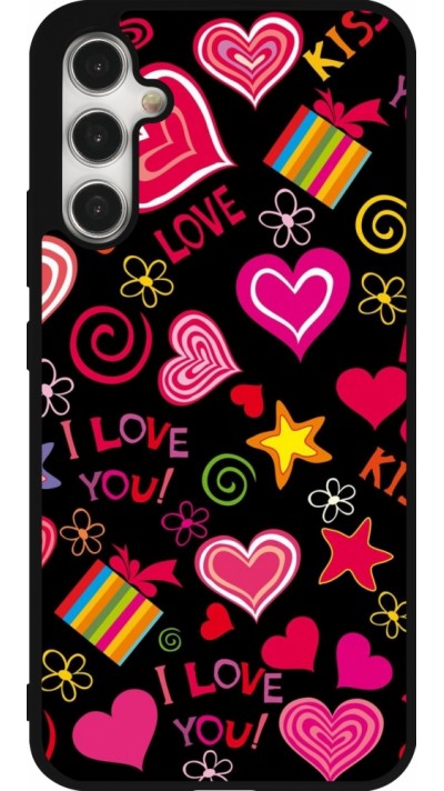 Samsung Galaxy A34 5G Case Hülle - Silikon schwarz Valentine 2023 love symbols