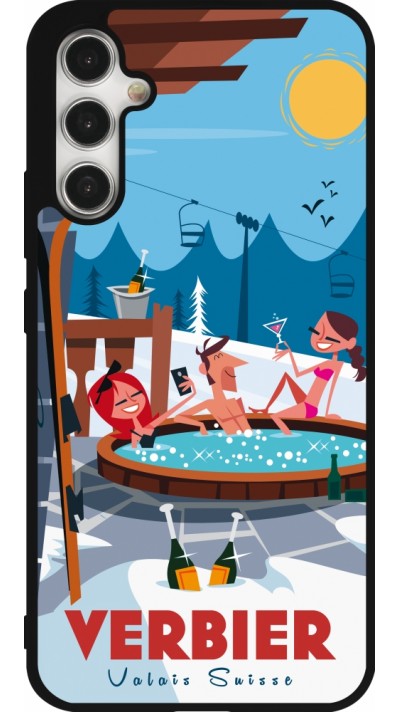 Samsung Galaxy A34 5G Case Hülle - Silikon schwarz Verbier Mountain Jacuzzi