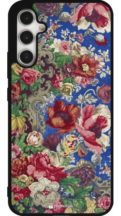 Samsung Galaxy A34 5G Case Hülle - Silikon schwarz Vintage Art Flowers