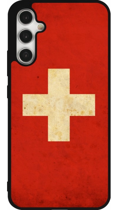 Samsung Galaxy A34 5G Case Hülle - Silikon schwarz Vintage Flag SWISS