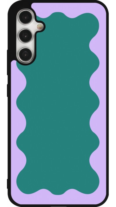 Samsung Galaxy A34 5G Case Hülle - Silikon schwarz Wavy Rectangle Green Purple