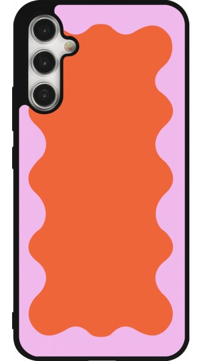 Samsung Galaxy A34 5G Case Hülle - Silikon schwarz Wavy Rectangle Orange Pink