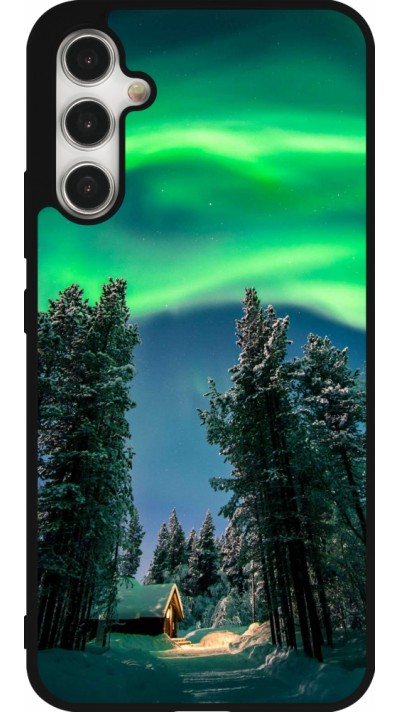 Samsung Galaxy A34 5G Case Hülle - Silikon schwarz Winter 22 Northern Lights