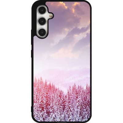 Samsung Galaxy A34 5G Case Hülle - Silikon schwarz Winter 22 Pink Forest