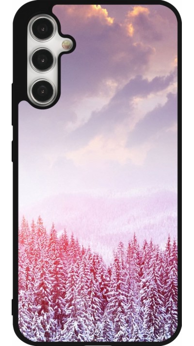Samsung Galaxy A34 5G Case Hülle - Silikon schwarz Winter 22 Pink Forest