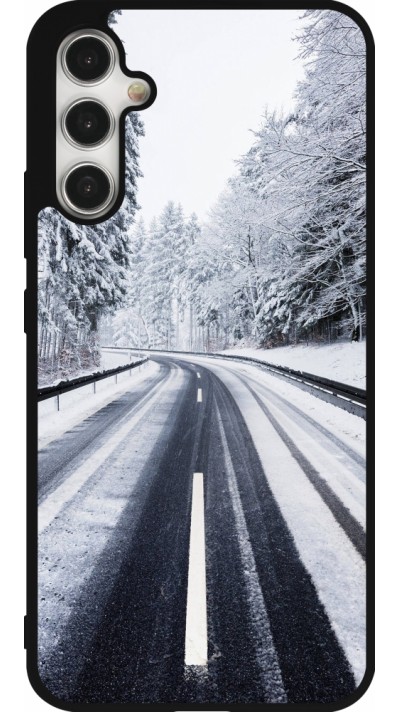 Samsung Galaxy A34 5G Case Hülle - Silikon schwarz Winter 22 Snowy Road