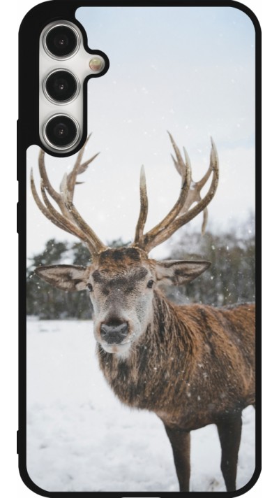 Samsung Galaxy A34 5G Case Hülle - Silikon schwarz Winter 25 Winter reindeer