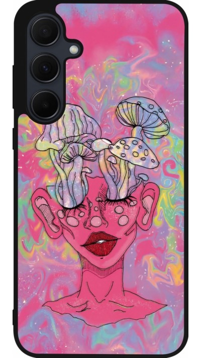 Coque Samsung Galaxy A35 5G - Silicone rigide noir Psychedelic pink mushroom
