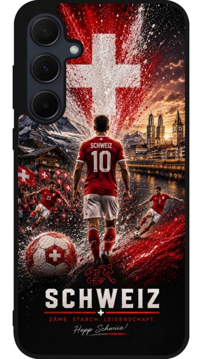 Samsung Galaxy A35 5G Case Hülle - Silikon schwarz Fussball Schweiz splash 2026
