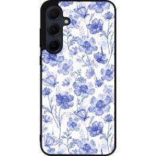 Samsung Galaxy A35 5G Case Hülle - Silikon schwarz Spring 23 watercolor blue flowers