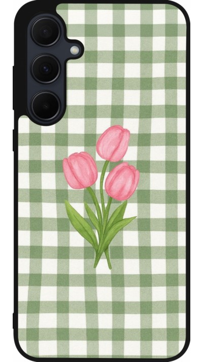 Samsung Galaxy A35 5G Case Hülle - Silikon schwarz Green vichy tulips Spring 2026