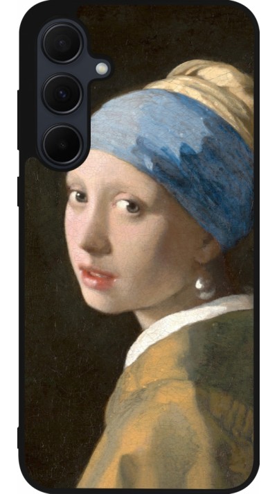 Coque Samsung Galaxy A35 5G - Silicone rigide noir Tableau art - La Jeune fille à la perle - Johannes Vermeer