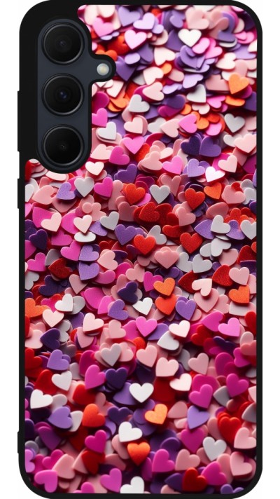 Samsung Galaxy A35 5G Case Hülle - Silikon schwarz Valentin 2025 Konfetti