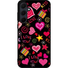 Samsung Galaxy A35 5G Case Hülle - Silikon schwarz Valentine 2023 love symbols