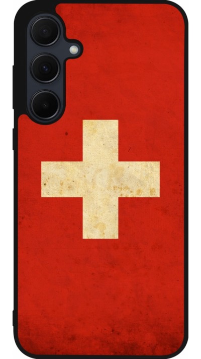Samsung Galaxy A35 5G Case Hülle - Silikon schwarz Vintage Flag SWISS