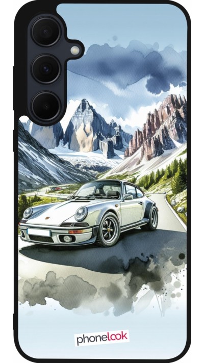 Samsung Galaxy A36 Case Hülle - Silikon schwarz Porsche 911 Berg Aquarell