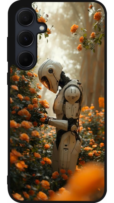 Samsung Galaxy A36 Case Hülle - Silikon schwarz Astronaut flowers 2025