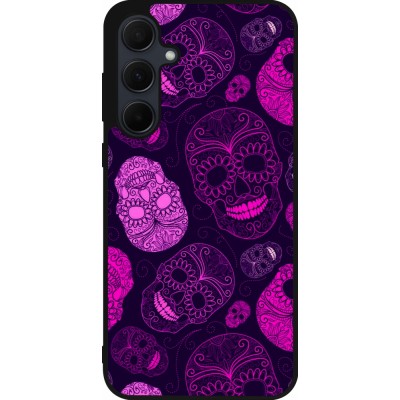 Samsung Galaxy A36 Case Hülle - Silikon schwarz Halloween 2023 pink skulls
