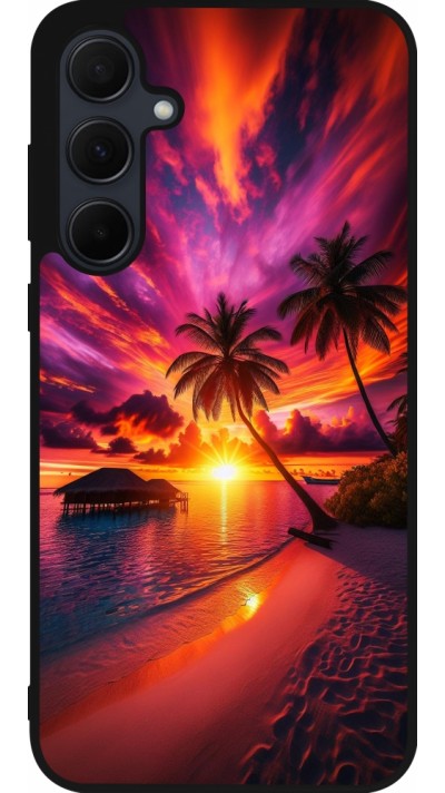 Samsung Galaxy A36 Case Hülle - Silikon schwarz Malediven Abenddämmerung Glückseligkeit