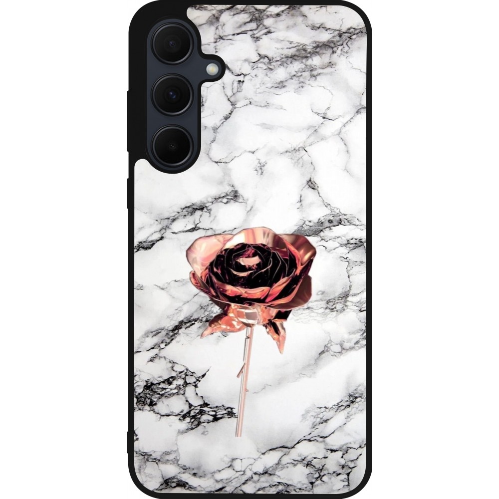 Samsung Galaxy A36 Case Hülle - Silikon schwarz Marble Rose Gold