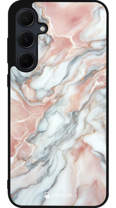Samsung Galaxy A36 Case Hülle - Silikon schwarz Rosa Leuchtender Marmor
