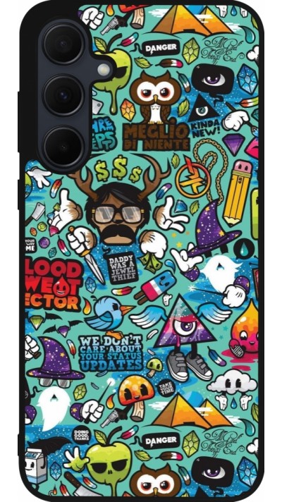 Samsung Galaxy A36 Case Hülle - Silikon schwarz Mixed Cartoons Turquoise