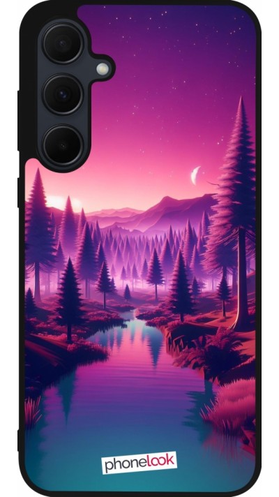 Samsung Galaxy A36 Case Hülle - Silikon schwarz Lila-rosa Landschaft
