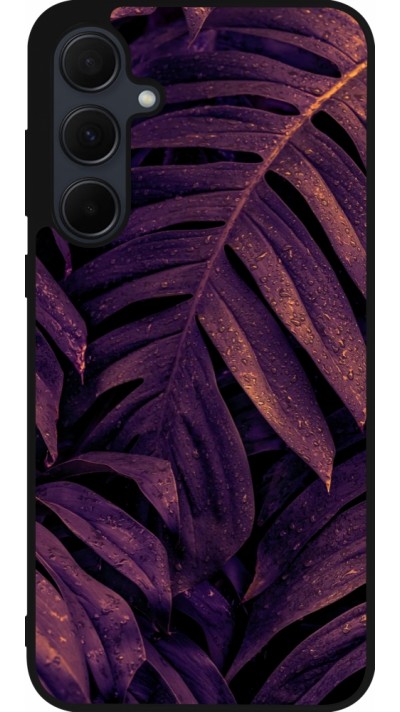 Samsung Galaxy A36 Case Hülle - Silikon schwarz Purple Light Leaves