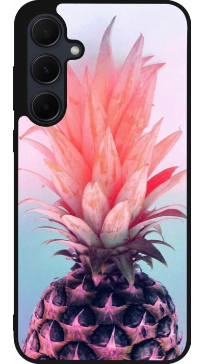 Samsung Galaxy A36 Case Hülle - Silikon schwarz Purple Pink Pineapple