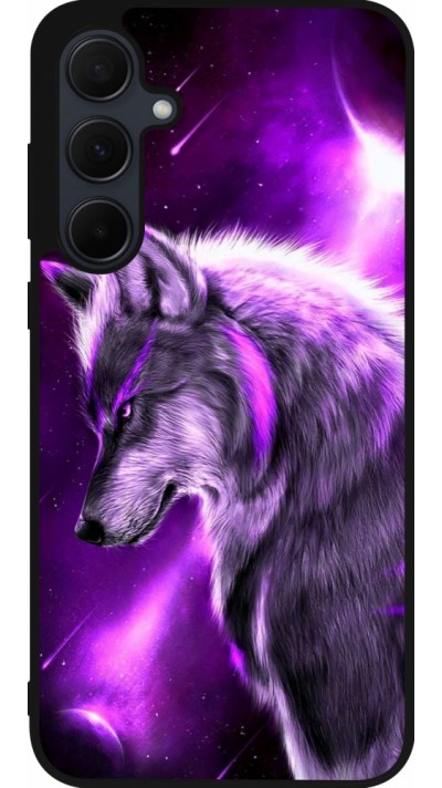 Samsung Galaxy A36 Case Hülle - Silikon schwarz Purple Sky Wolf