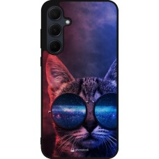 Samsung Galaxy A36 Case Hülle - Silikon schwarz Red Blue Cat Glasses