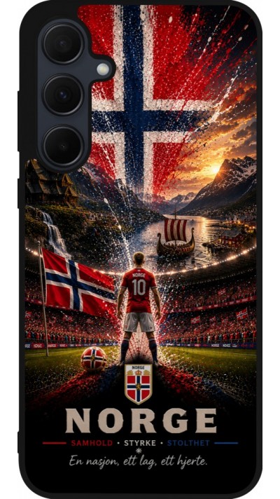 Coque Samsung Galaxy A36 - Silicone rigide noir Football Norvège splash 2026