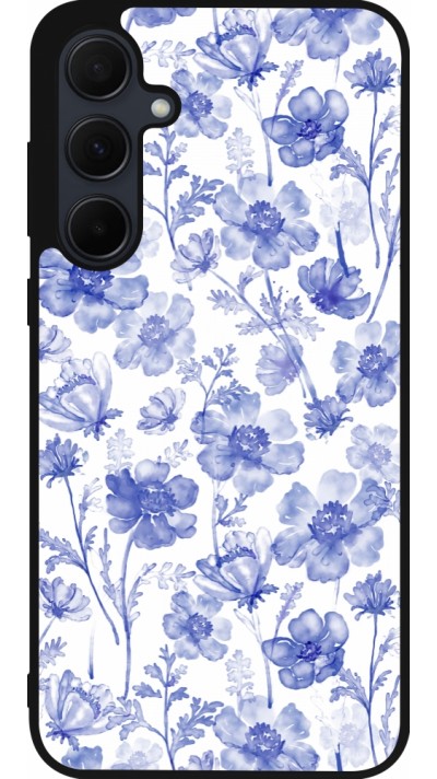 Samsung Galaxy A36 Case Hülle - Silikon schwarz Spring 23 watercolor blue flowers