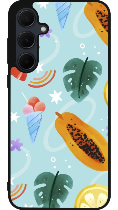 Samsung Galaxy A36 Case Hülle - Silikon schwarz Summer 2025 Pattern papaya