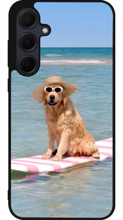 Samsung Galaxy A36 Case Hülle - Silikon schwarz Summer Dog on Paddle