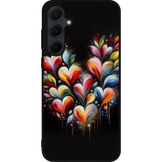Samsung Galaxy A36 Case Hülle - Silikon schwarz Valentin 2024 Schwarzes Herz Abstrakt