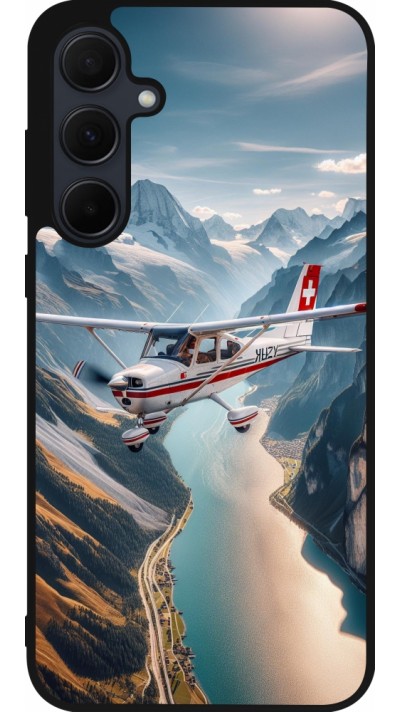 Samsung Galaxy A36 Case Hülle - Silikon schwarz Schweizer Alpenflug