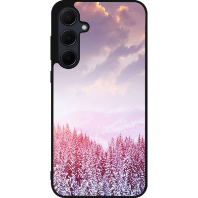 Samsung Galaxy A36 Case Hülle - Silikon schwarz Winter 22 Pink Forest
