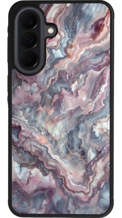 Samsung Galaxy A37 Case Hülle - Silikon schwarz Violetter silberner Marmor