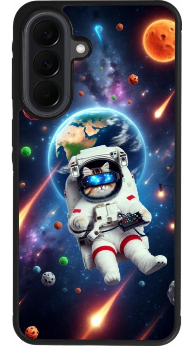 Samsung Galaxy A37 Case Hülle - Silikon schwarz VR SpaceCat Odyssee