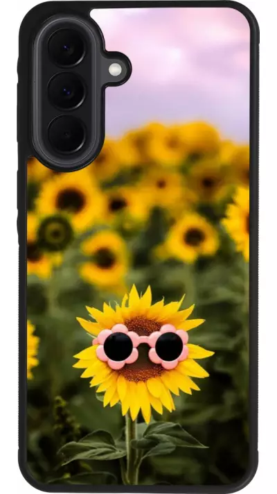 Samsung Galaxy A37 Case Hülle - Silikon schwarz Sunflower with glasses Spring 2026