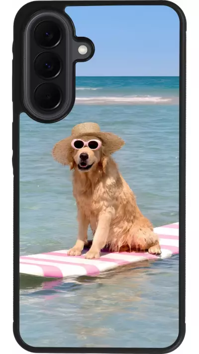 Samsung Galaxy A37 Case Hülle - Silikon schwarz Summer Dog on Paddle