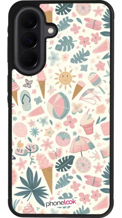 Samsung Galaxy A37 Case Hülle - Silikon schwarz Sommer Pink Muster