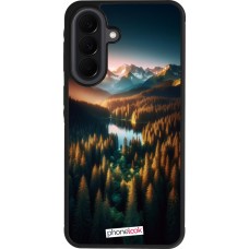 Samsung Galaxy A37 Case Hülle - Silikon schwarz Sonnenuntergang Waldsee