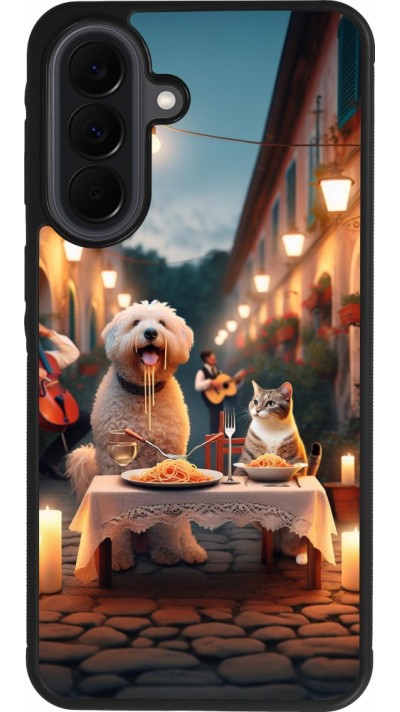 Samsung Galaxy A37 Case Hülle - Silikon schwarz Valentin 2024 Hund & Katze Kerzenlicht