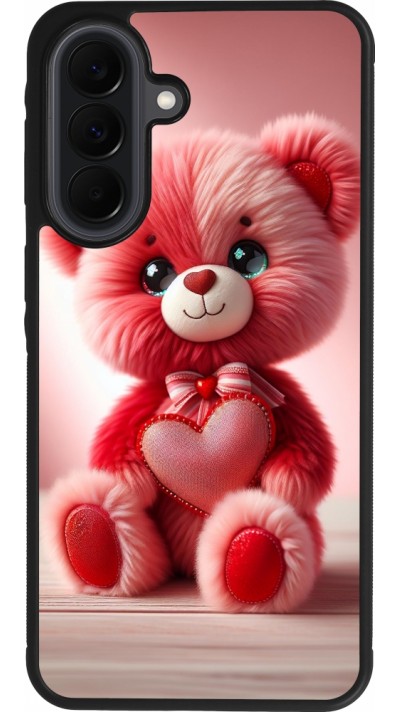 Samsung Galaxy A37 Case Hülle - Silikon schwarz Valentin 2024 Rosaroter Teddybär