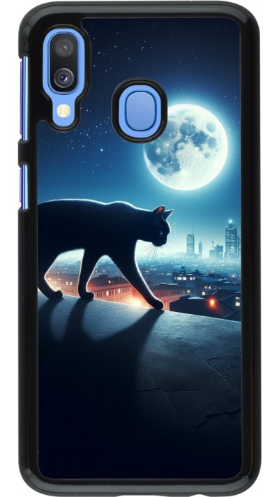 Samsung Galaxy A40 Case Hülle - Schwarze Katze unter dem Vollmond