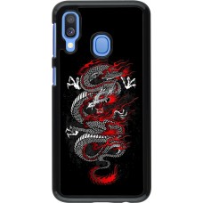 Samsung Galaxy A40 Case Hülle - Japanese style Dragon Tattoo Red Black